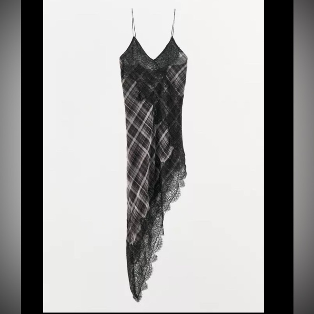 Zara Asymmetrical Plaid Lace Dress